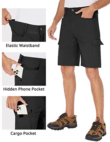 Puli Work Shorts For Men Lightweight Hiking Stretch Cargo Relaxed Fit Casual Work Waterproof Summer Shorts Black 34 #TOP4