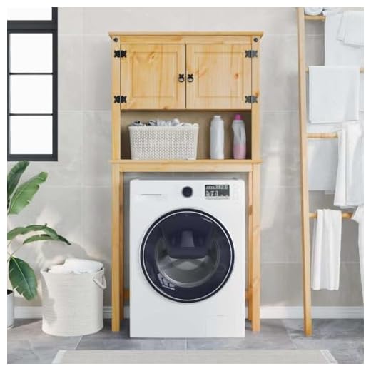 Rustic Pine Wood Washing Machine Cabinet