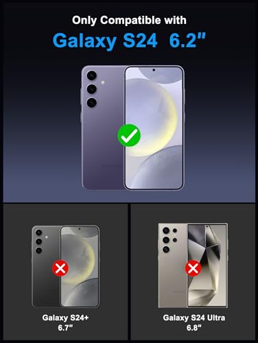 Image of Vihibii for Samsung Galaxy S24 Back Cover with Card Holder (4 Cards) & Slide Camera Cover & Kickstand, Shockproof Rugged Hard Back & TPU Soft Edge Case for Galaxy S24, Dark Purple