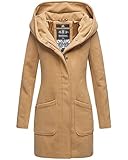 MARIKOO Damen Winter Jacke Mantel Business Trenchcoat Wintermantel Parka XS-XXL MAIKOO (L, Camel)