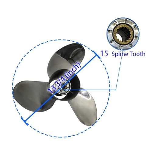Image of Boat Propeller for Outboard Motor 150-300HP 13 3 /4x21 Stainless Steel 15 Tooth Spline Engine Part M68F-45976-20-00