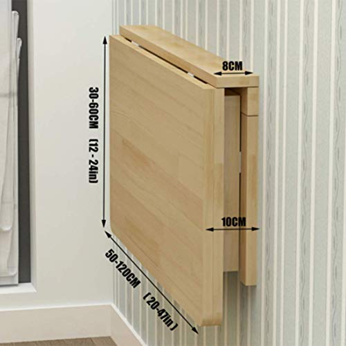 Scrivania Da Parete Tavolo Ribaltabile Fissato Al Muro, Piccola Scrivania Galleggiante Salvaspazio, Scrivania Pieghevole Per Computer In Legno Massello, Tavolo A Ribalta Fissato Al Muro - 3
