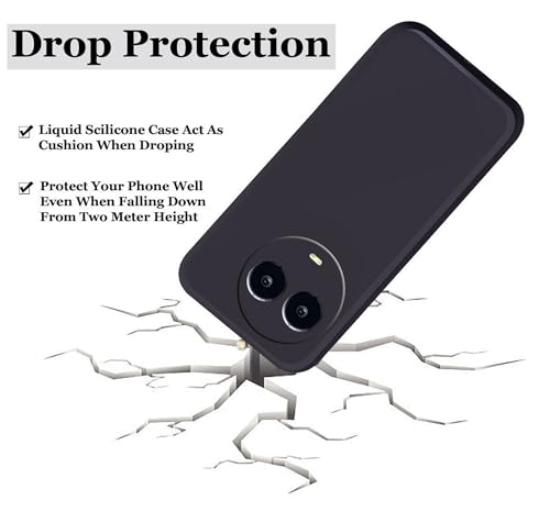 Image of A rtistque Liquid Silicone Back Cover Case for Realme C67 5G / 11 5G / 11X 5G / Narzo 60X 5G Shockproof TPU Soft Flexible with Camera Protection - Black