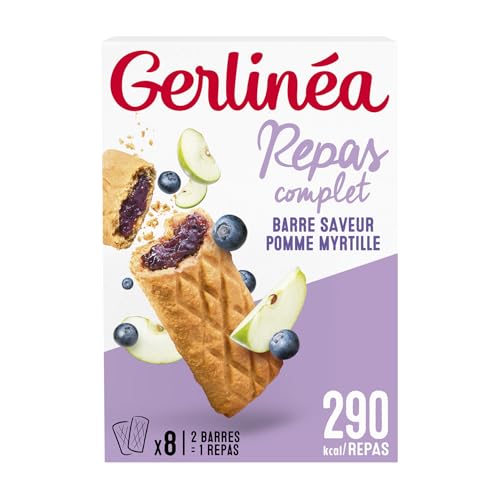 Gerlinéa - Barre Fourrée - Substitut de Repas Complet et Rapide - Saveurs : Pomme Myrtille - 199289