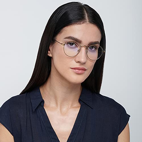 LENSKART BLU | Zero Power Bluecut & Antiglare Computer Eyeglasses | Gold Full Rim Round | For Men & Women | Small | LB E14131 - Image 7