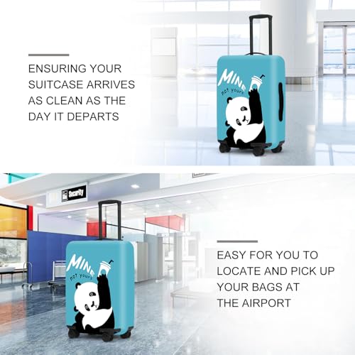 Image of Panda Luggage Protector, Washable Suitcase Case with inchMin inch Text & Beer Mug Cute Anti-scratch for 24 inch,26 inch Bag
