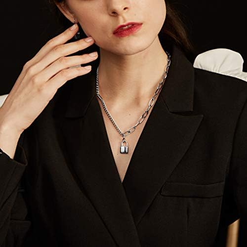 ChainsHouse Lock Pendant Necklace for Women Men Stainless Steel Padlock Necklace