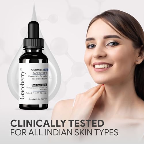Image of Graceberry Brightening Face Serum with Glutathione, Vitamin C & Hyaluronic Acid | Helps Reduce Dullness & Dark Spots | Hydrating, Lightweight Formula for Men & Women, Daily Skincare - 30ml