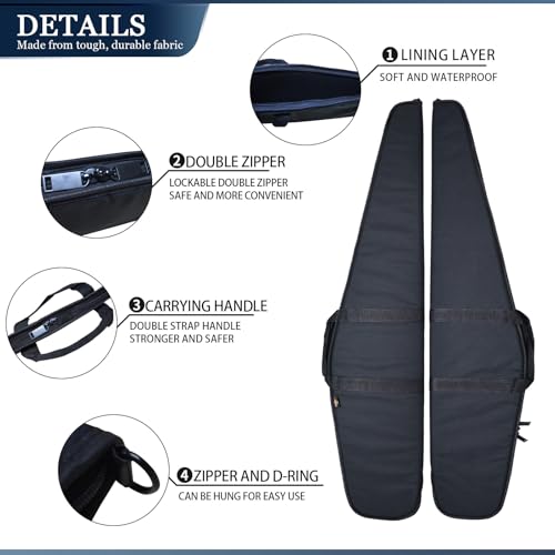 TripHug 48" Water-Resistant Soft Rifle Case with Padded Liner, Tactical Shotgun Bag with Double Zipper Lock, Perfect for Hunting, Shooting Range, and Secure Storage - OD Green — view 4