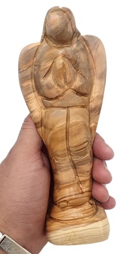 Figura de ángel de madera de olivo de 7 pulgadas miniatura 2