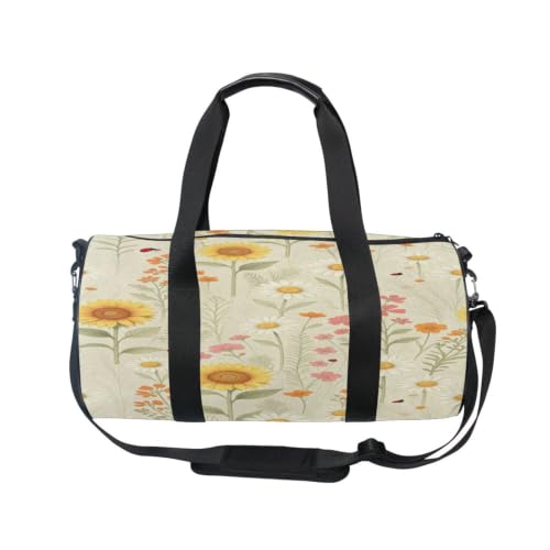 Bolsa deportiva redonda con margaritas: tu compañera ideal para el gimnasio y viajes cortos 2