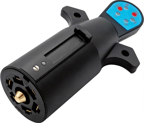 NEW SUN Quick Connect 7-Pin Trailer Light Tester 7-Way Trailer Plug Tester with LED Lights Indicator Round Plug Blade Connector Assemble Circuit Checking for Trailer Truck RVs - Plug & Play