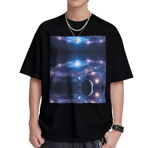 T-shirt imprimé espace homme en coton respirant idéal pour les sorties d'été