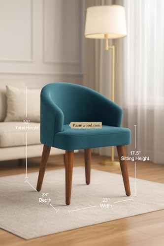Image of Upholstery Barrel Arm Chair with Soft Serenity Suede Fabric for Dining Room, Living Room, Bedroom, Cafe, or Restaurant with Comfortable & Stylish | Sea Blue Set of 6