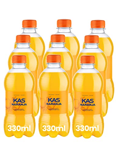Kas naranja Refresco con zumo de naranja, cero calorías, pack de 9 latas de 330 ml, 2.97 litros en total