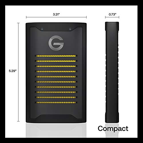 G-Technology ArmorLock verschlüsselte NVMe SSD 2 TB (Hardware Verschlüsselung, bis 1000 MB/s lesen, Staub-/wasserbeständig, inklusive App) schwarz, 0G10484-1