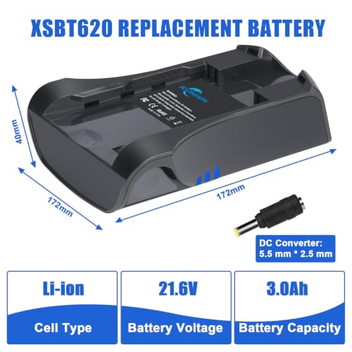 Image of XSBT620 21.6V 3000mAh Replacement Lithium ion Battery for Shark XSBT600 | for Shark IZ363HT IZ362H IZ361H IZ163H IZ162H Cordless Stick Vacuum, Easy to Install, for Original Chargers