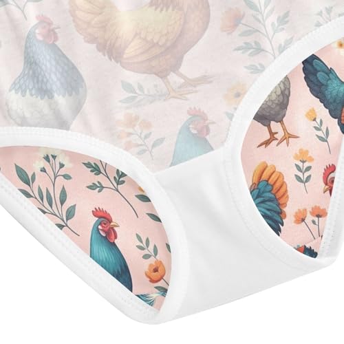 Cute Chickens Pink Toddler Girls Underwear, Cotton Girls Underwear, 2T–8 Years4