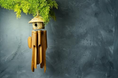 BAGUS Bamboo Wind Chimes | Bird Cage Design | Vastu Wall Hanging for Positive Energy | Home & Garden Decor | Outdoor Balcony Decoration | Natural Sound & Aesthetic | Eco-Friendly Windchime