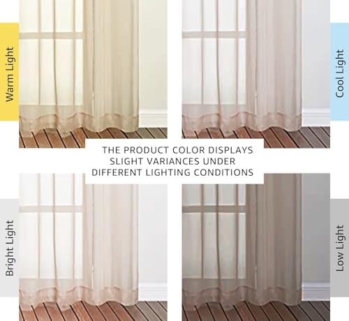 Image of NICETOWN Taupe Voile Sheer Curtains 108 inches Long for Living Room, Grommet Airy & Elegant Light Filtering Soft Sheer Lightweight Window Treatment for Bedroom, W54 x L108, 2 Panels