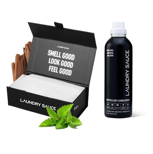 Laundry Sauce Bundle Set Luxury Scented Fabric Softener and Dryer Sheets Pack, Sophisticated Fragrances (Australian Sandalwood)