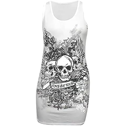 Womens Racer Back Skull Vest Top Cover
