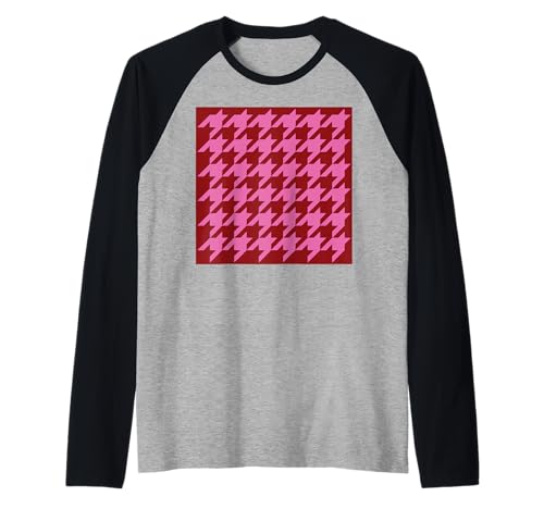 e motivo pied de poule pied de Maglia con Maniche Raglan classico rosa rosso