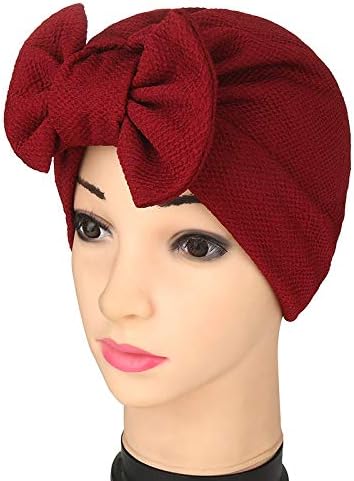 beauty YFJH Womens Turban Hat Bowknot Stretch Solid Hijab Headwrap Chemo Headwear Skull Cap Hair Loss Cover - Image 2