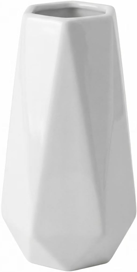Small White Vase, 7.4 Inch Ceramic Flower Vases Minimalism Style for Modern Tabl…