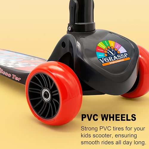 Image of VGRASSP 3 Wheel Skate Scooter for Kids with PVC Wheels, Foldable & Height Adjustable Handlebar, Rear Brake - Outdoor Kick Cycle for Boys & Girls - (Broad Wheels)