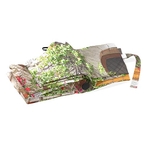 Travel Umbrellas Flowers Outside A Home In The Italian Hill Windproof Compact Umbrella Rain & Wind Resistant Compact And Lightweight For Business And Travels #TOP4