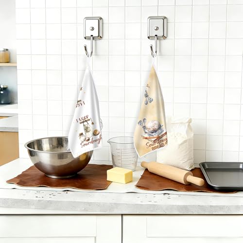 Image of Funny Sourdough Baking Kitchen Towels, Tea Bread Hand Towels | 6 PCS, Absorbent Sour Dough Proofing Flour Sack Hand Dish Towel, Baking Lover Gifts Women Men Chef Tea Cloths Home Decor Gift