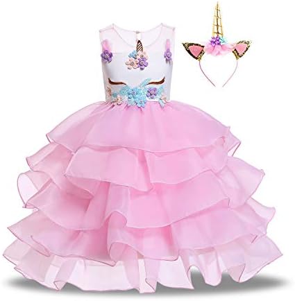 Hulaha Girls Casual Cartoon Summer Dress Kids Flower Party Dress