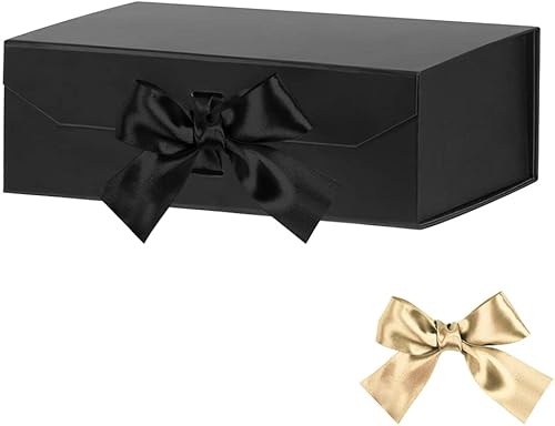 Miniatura 46 de Caja de regalo negra grande, 12 x 8 x 4.5 pulgadas, caja de regalo negra grande con tapa de cierre magnético, caja de propuesta de dama de honor,