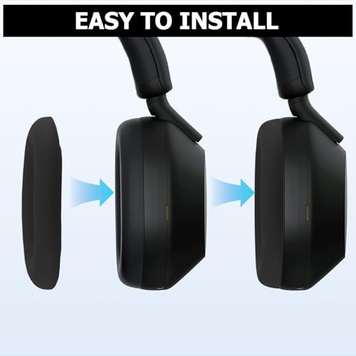 Fundas de silicona resistentes al sudor para almohadillas Sony WH-1000XM5 - Cubiertas lavables para almohadillas de auriculares inalámbricos Sony WH-1000XM5 (Negro) miniatura 5