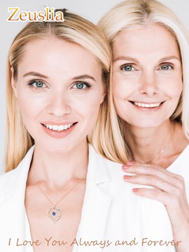 Birthday Gifts for Wife，925 Sterling Silver Birthstone Necklace，Swan/Snake Love Heart Jewelry for Women，Birthstone Heart Pendant Necklace Birthday Gifts for Her Adult Daughter Mom Sister3