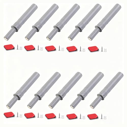 bjsdkff 10PCS Magnetic Push Latches for Cabinet Push to Open Door Latch, Gray Soft Quiet Close...