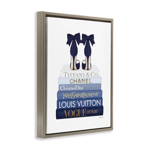 Image of Glam Heels Bookstack Fashion, 16 x 20 Inch Canvas in Floater Frame | Stupell Industries . By Amanda Greenwood . Ready to hang once unboxed . Chic gift for home decor . Made in USA