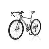 [Esluve]アルミ合金製ロードバイク 700*28c シマノ21段変速 超軽量異型アルミフレーム ドロップハンドル フラットハンドル 前後ディスクブレーキ 通勤 通学