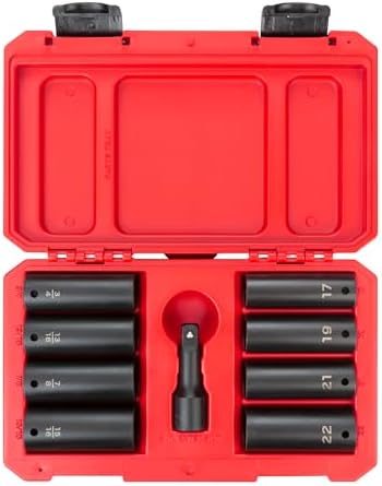 TEKTON 1/2 Inch Drive Impact Lug Nut Socket Set with Case (9-Piece) | SID92415