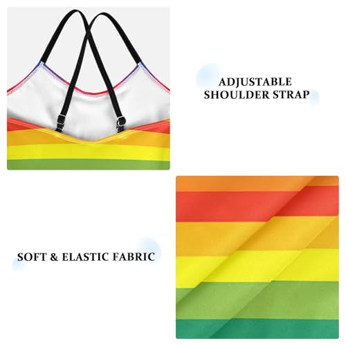 senya Girls Swimsuits One-Piece Swimwear Tie Bathing Suit Beach Summer Round Neck 7-8T Rainbow Stripes Pattern3