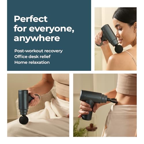 Image of Lifelong Gun Massager For Pain Relief - 8 Massage Heads, 6 Speed Modes, Rechargeable, Quiet 20W Motor, Lightweight & Portable Deep Tissue Massager For Back, Neck, Legs & Travel Use, Blue
