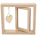 MAGICLULU Marco de Fotos Giratorio Doble Cara de Madera de 6 Pulgadas con Colgante de Corazón, Soporte para Guardar Fotos y Marco Decorativo Creativo para Escritorio y Hogar