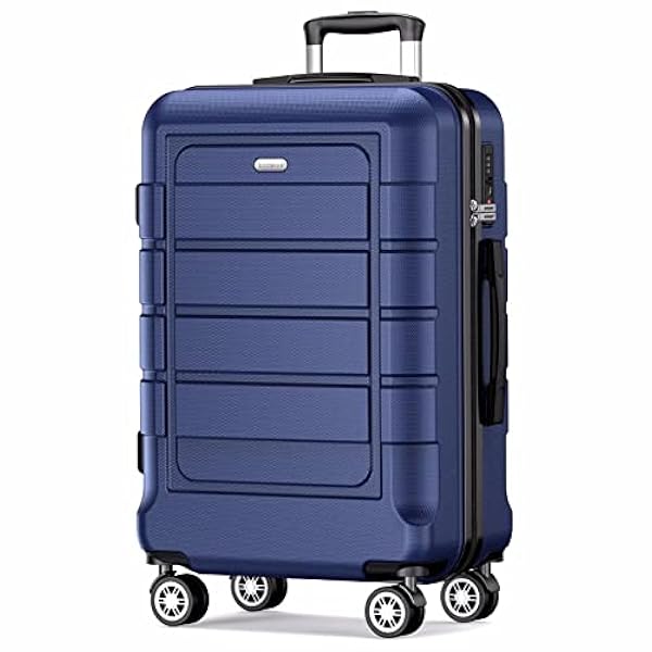 SHWOKOO Valigia Grande Rigida 77cm Ultra Leggero ABS PC Espandibile Durevole Valige Trolley da Viaggio con TSA Lucchetto e 4 Ruote Doppie, Blu -XL