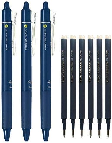 Pilot FriXion Ball Knock - BolĂgrafos retráctiles de tinta de gel borrable, punta extrafina de 0.028 in, tinta azul negra, 3 bolĂgrafos y 6 recambios Pilot FriXion Ball Knock - BolĂgrafos retráctiles de tinta de gel borrable, punta extrafina de 0.028 in, tinta azul negra, 3 bolĂgrafos y 6 recambios