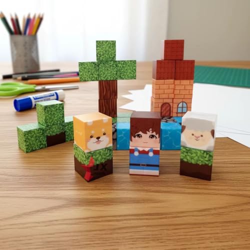 Image of Happy Hues 38Pcs Mini Magnetic Blocks Travel Set - Pixelated Building Cube Magnets with Storage Tin - STEM Educational Toy, Screen-Free Road Trip Travel Toy for Kids Boys Girls Ages 3+
