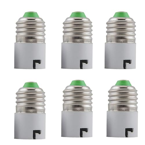 Image of GreyWings E27 to B22 Converter Adapter for LED & CFL Bulbs, White Plastic Lamp Holder Base, Screw to Pin Converter, Pack of 6