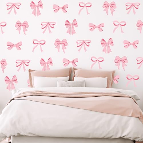 12 vinilos de lazo rosa claro para pared 7.9 x 11.8 pulg miniatura 7