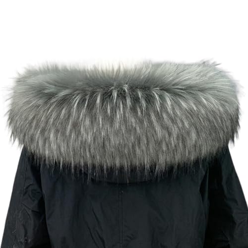ECYC Ltd Faux Fur Collar Scarf Detachable Faux Fur Hood Trim Replacement Men's Women's Winter Warm Fluffy Furry Collar Neck Warmer Scarf Wrap for Unisex Winter Coat