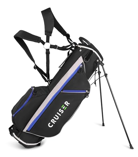 Image of CRUISER GOLF SB2 Golf Stand Bag - Super Lightweight Carry Bag - Only 1.8kg - Padded Double Shoulder Strap - Large Accessory Pockets - Spacious 4 Way Divider Top